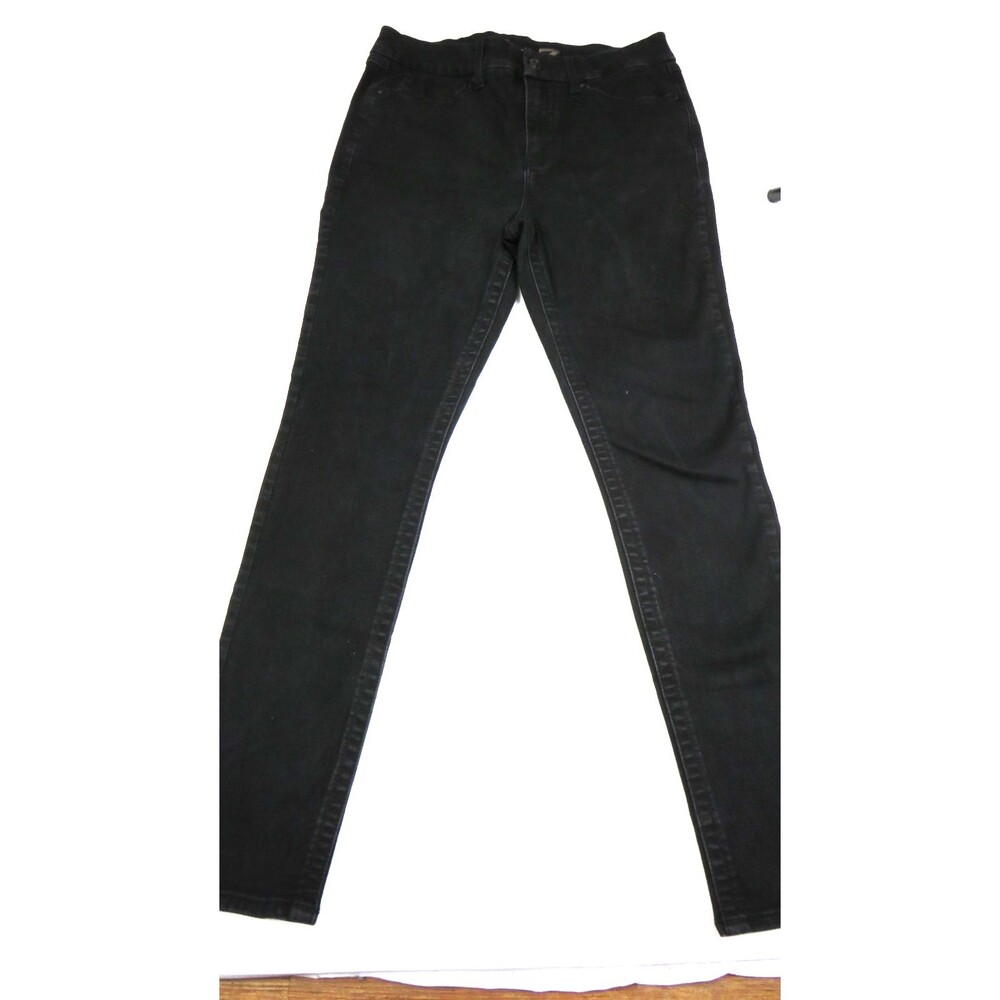 Seven7 Jeans Womens Black Skinny Pants sz 12 Stretch Tummyless Denim High Rise